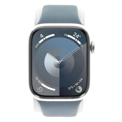 Apple Watch Series 9 GPS + Cellular 45mm Acier inoxydable argent Bracelet Sport bleu orage S/M - comme neuf - Reconditionné Apple sur As Good As New